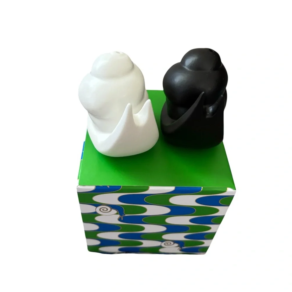 Jonathan Adler Black and White Ceramic Salt & Pepper Shaker Pair